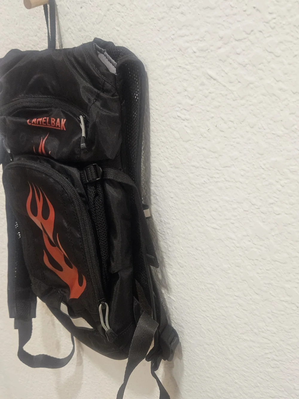 CamelBak Mini M.U.L.E. Kids Hydration Backpack Black Red Flames - NO RESERVOIR